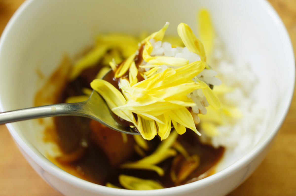 食用菊カレー